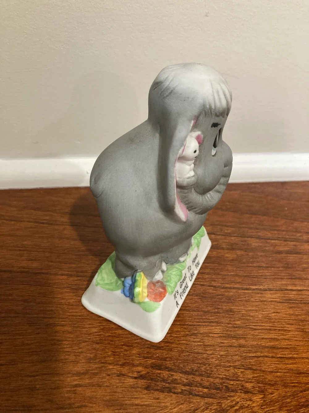 Vintage Gray Elephant Figurine Friendship Decor - 1979 Russ berries